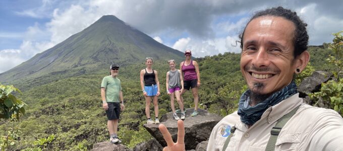 Karen's family with guide Luis at Arenal Volcano